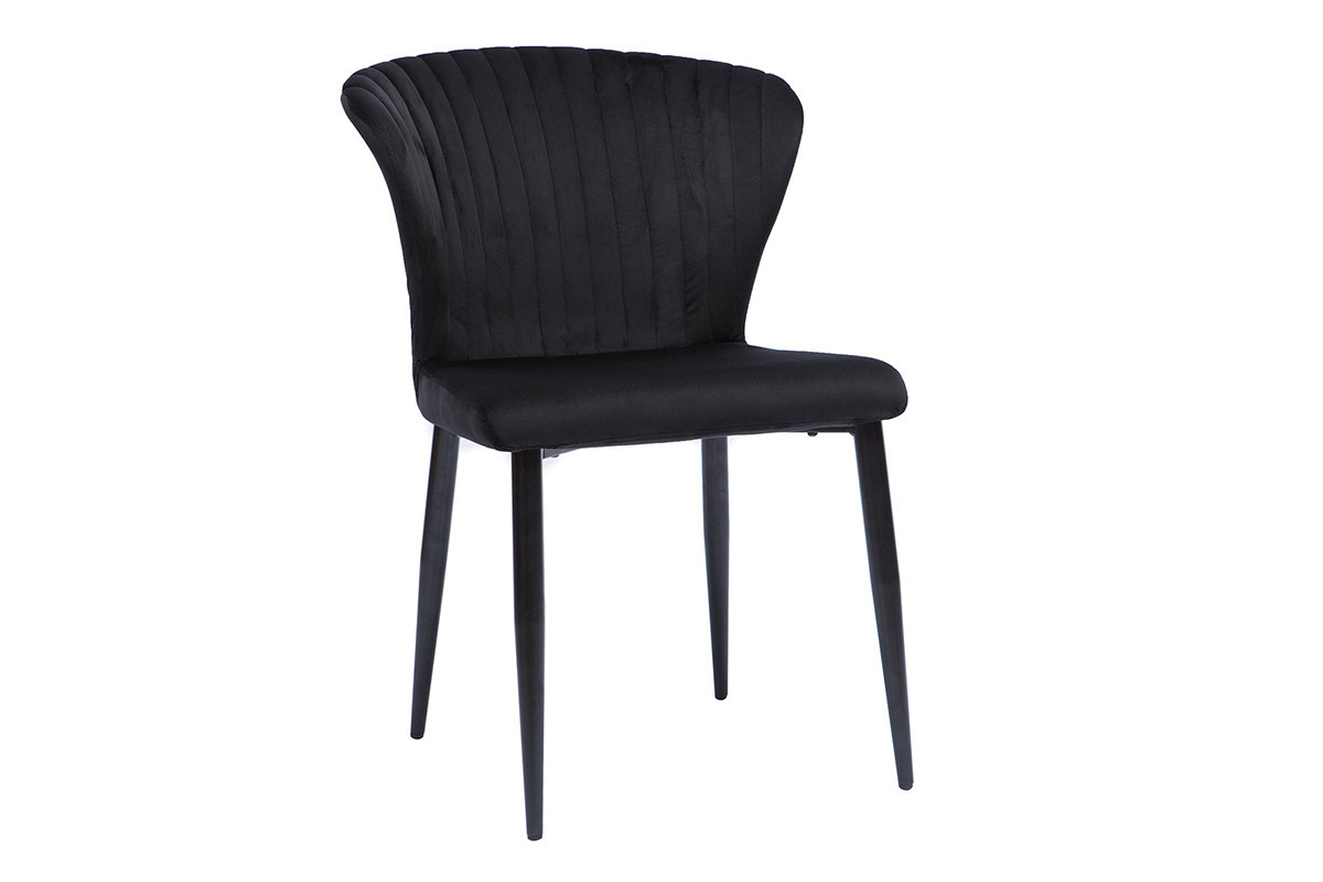Chaises design en velours noir (lot de 2) KAYEL