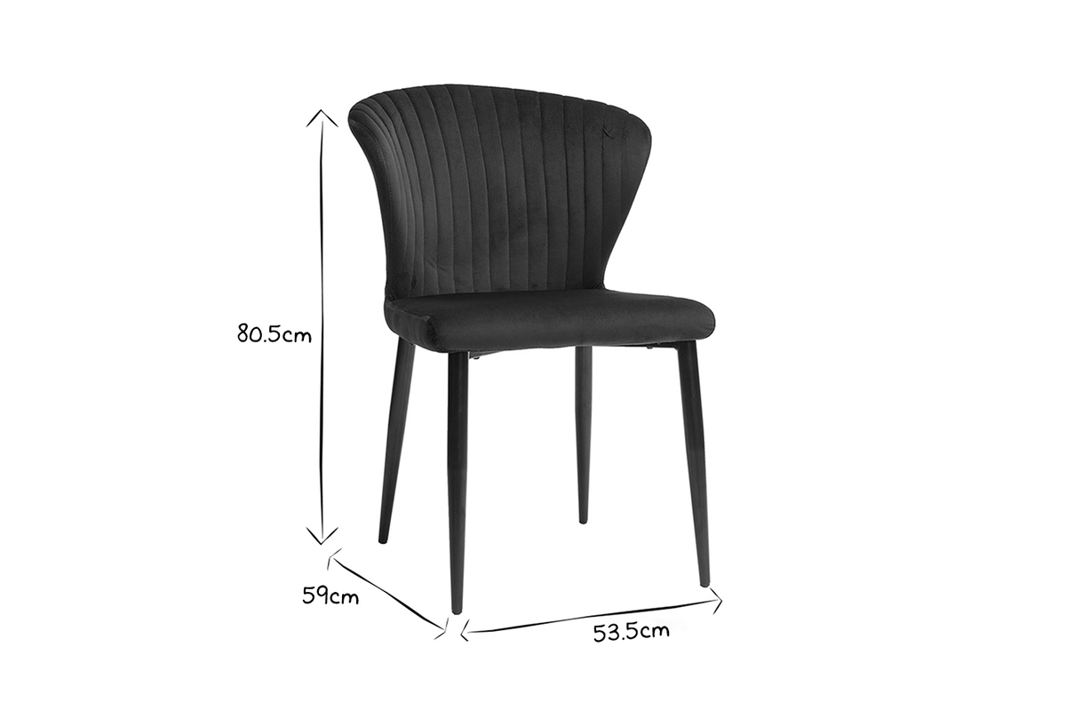 Chaises design en velours noir (lot de 2) KAYEL