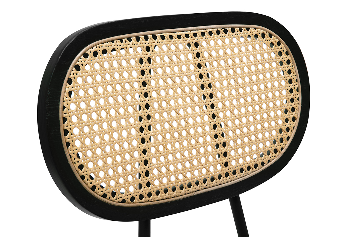 Chaises design en velours terre br�l�e, m�tal noir et cannage rotin (lot de 2) SWANN