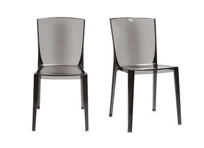 Chaises design fum&eacute;e transparentes empilables (lot de 2) ISLAND