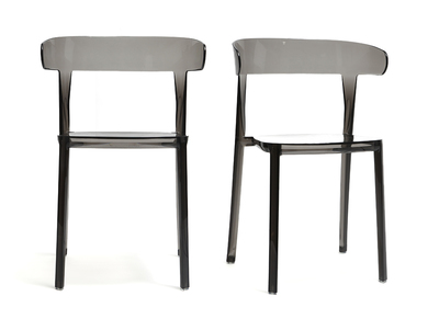 Chaises design fum&eacute;e transparentes lot de 2 empilables PARADISE