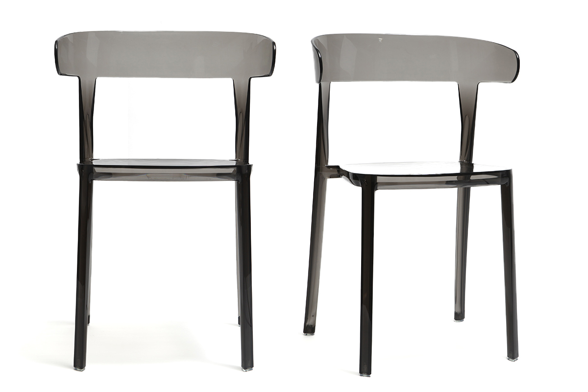 Chaises design fum�es transparentes empilables (lot de 2) PARADISE