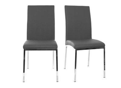 Chaises design gris et métal acier chromé (lot de 2) SIMEA
