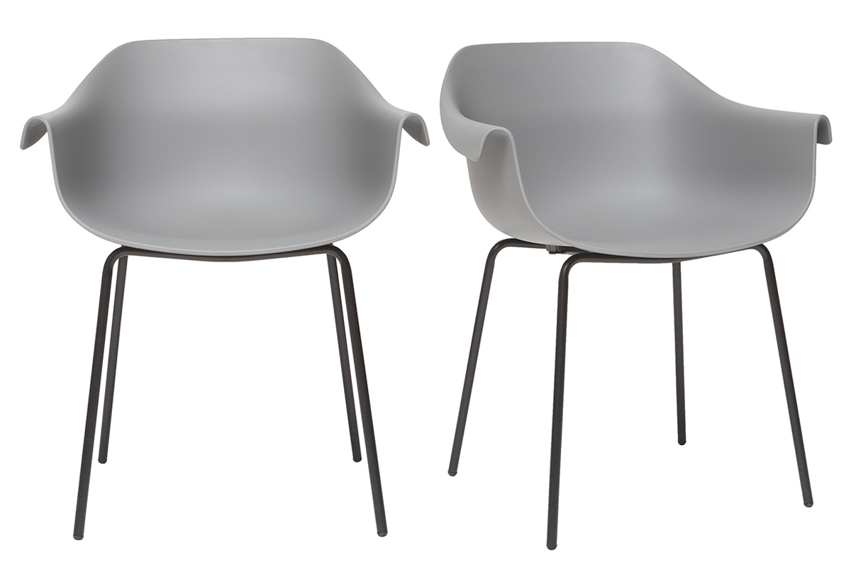 Chaises design gris et noir (lot de 2) COUTURE