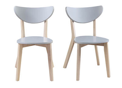 Chaises design gris pieds bois - lot de 2 LEENA
