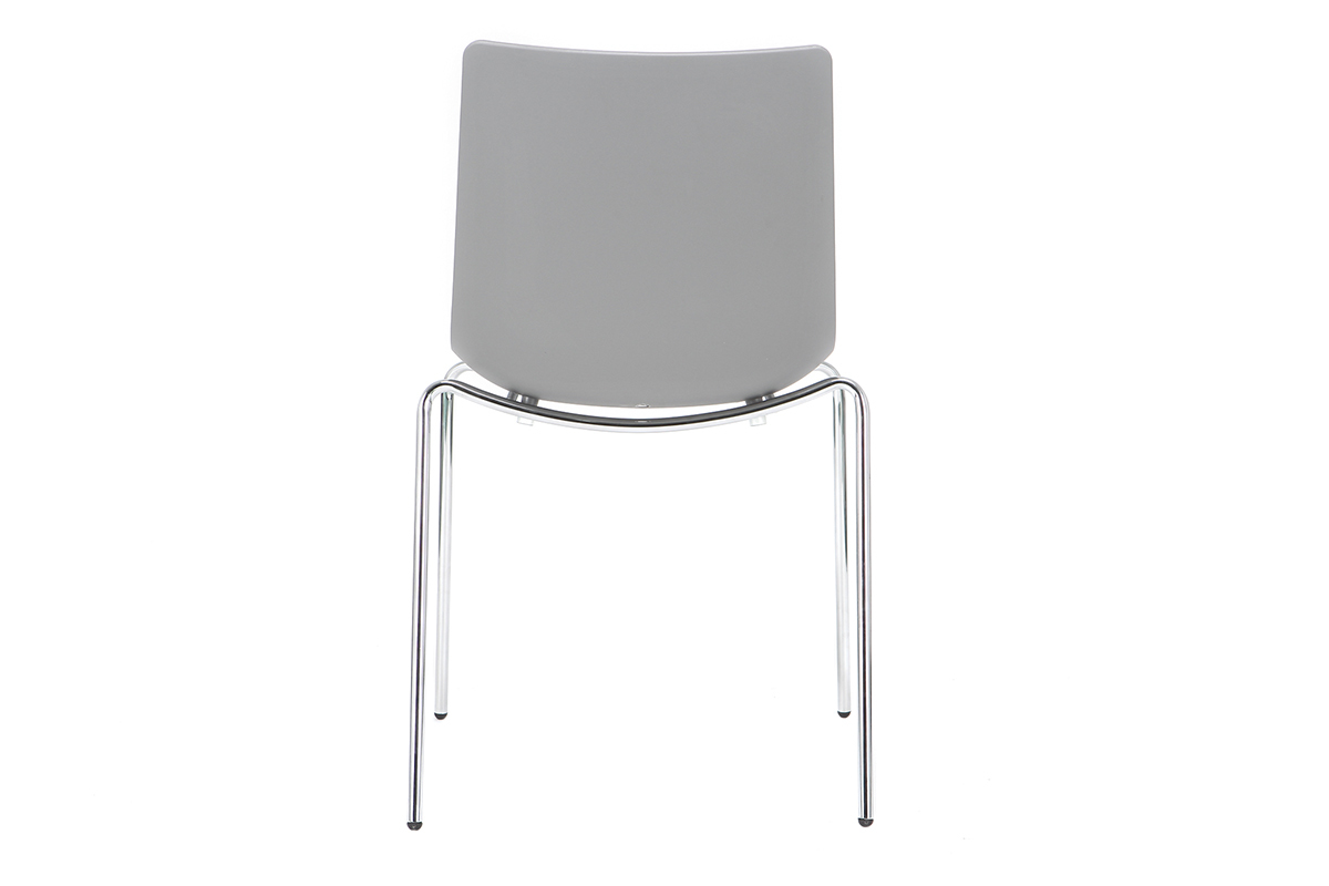 Chaises design grises empilables avec pieds en m�tal (lot de 2) CELEBRATION