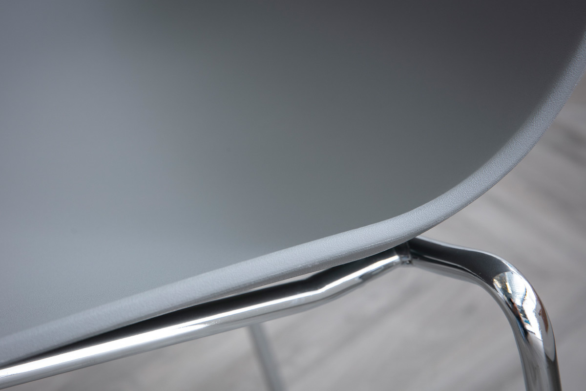 Chaises design grises empilables avec pieds en m�tal (lot de 2) CELEBRATION