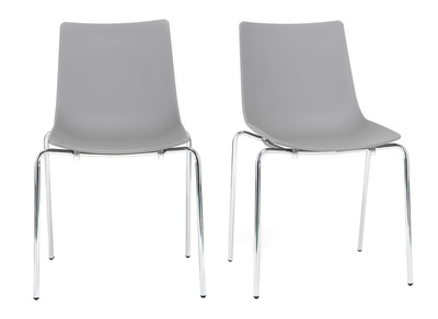 Chaises design grises empilables avec pieds en m&eacute;tal (lot de 2) CELEBRATION