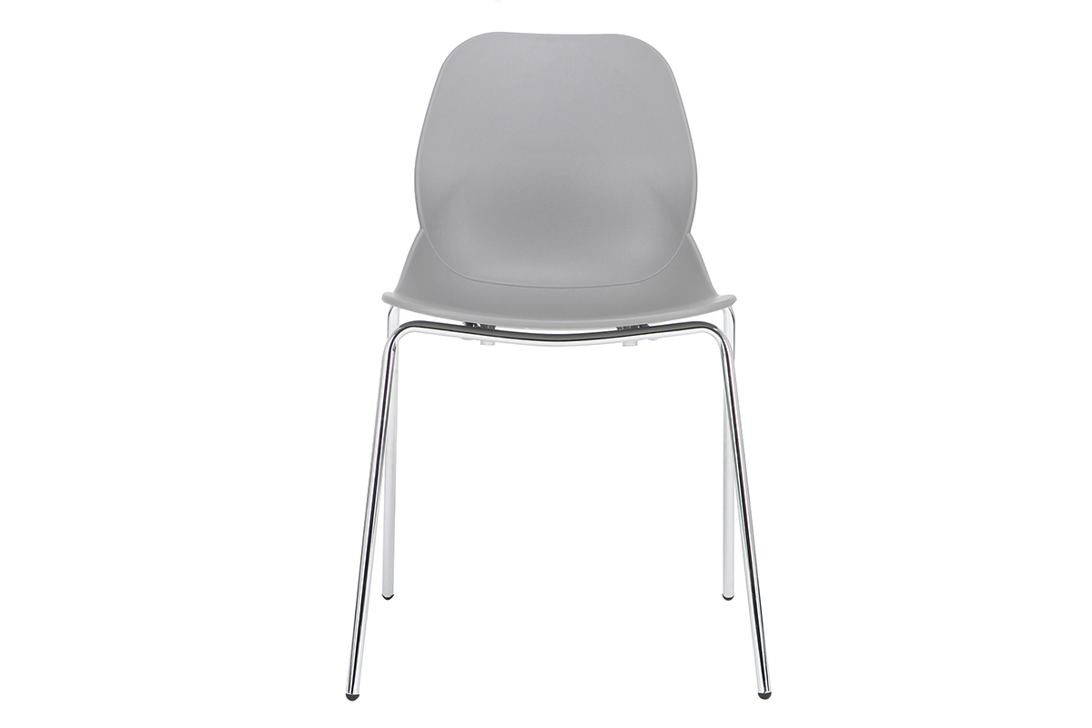 Chaises design grises empilables avec pieds mtal (lot de 2) TROCADERO