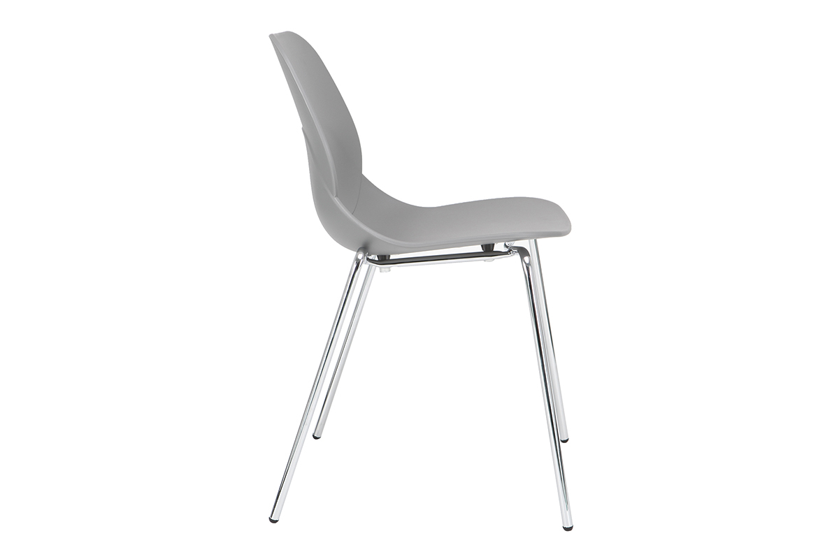 Chaises design grises empilables avec pieds mtal (lot de 2) TROCADERO