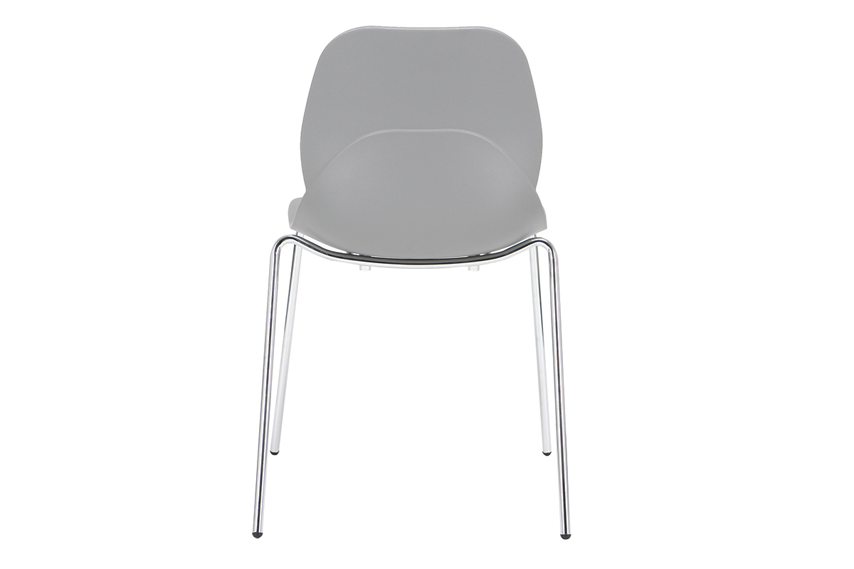 Chaises design grises empilables avec pieds mtal (lot de 2) TROCADERO