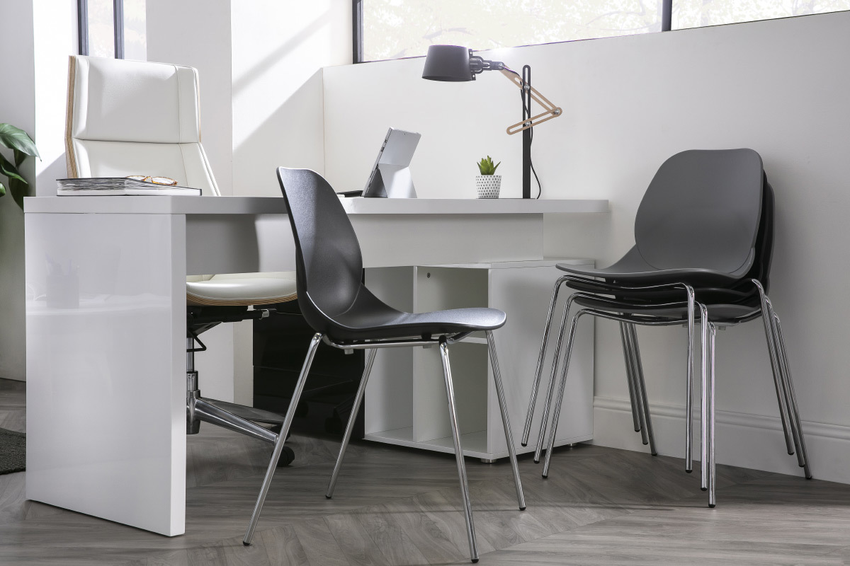 Chaises design grises empilables avec pieds mtal (lot de 2) TROCADERO