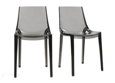 Chaises design grises fum&eacute;es lot de 2 int&eacute;rieur / ext&eacute;rieur YZEL