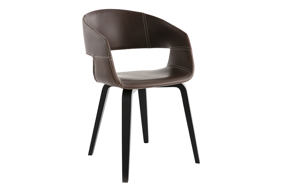 Chaises design marron pieds bois (lot de 2) SLAM