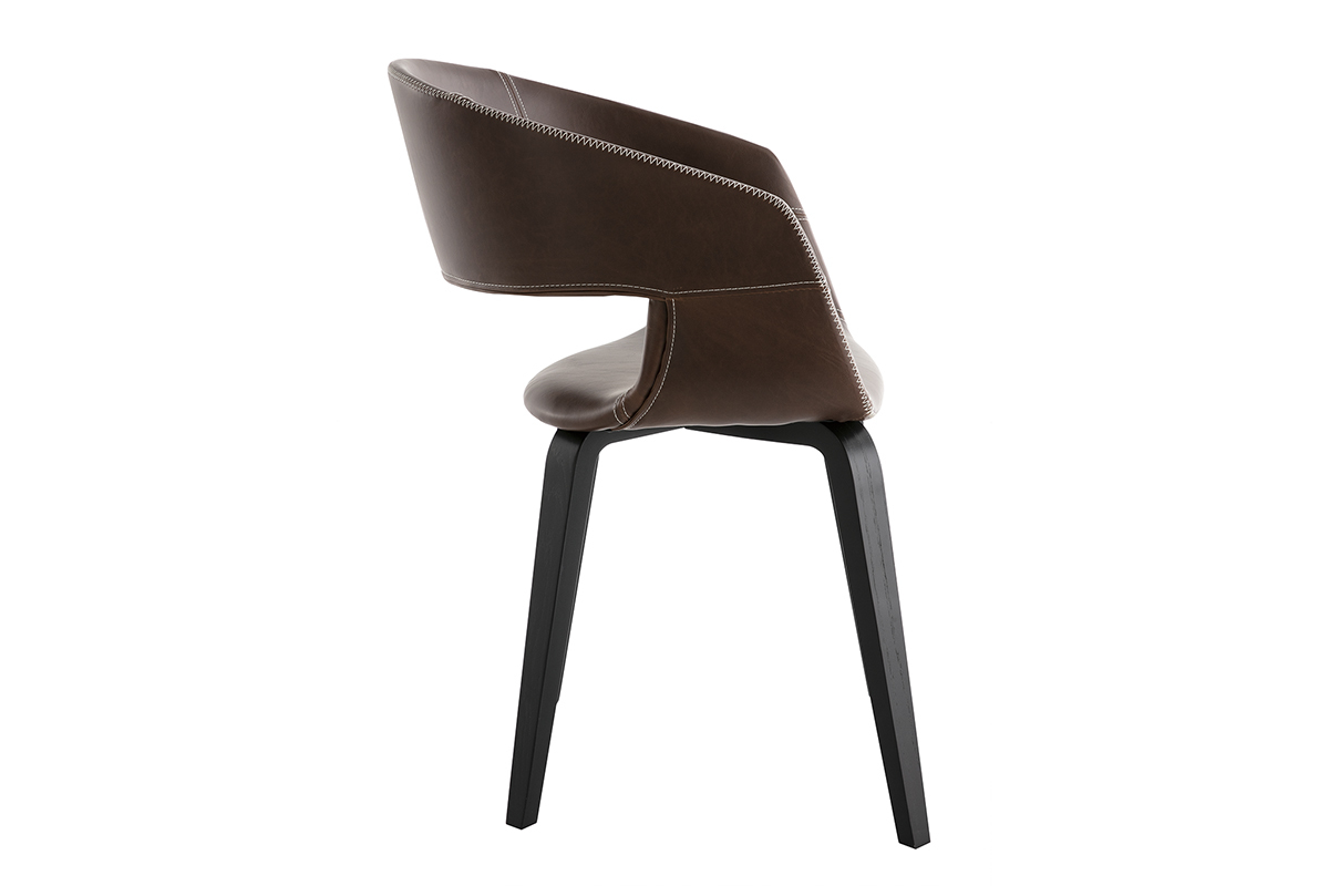 Chaises design marron pieds bois (lot de 2) SLAM