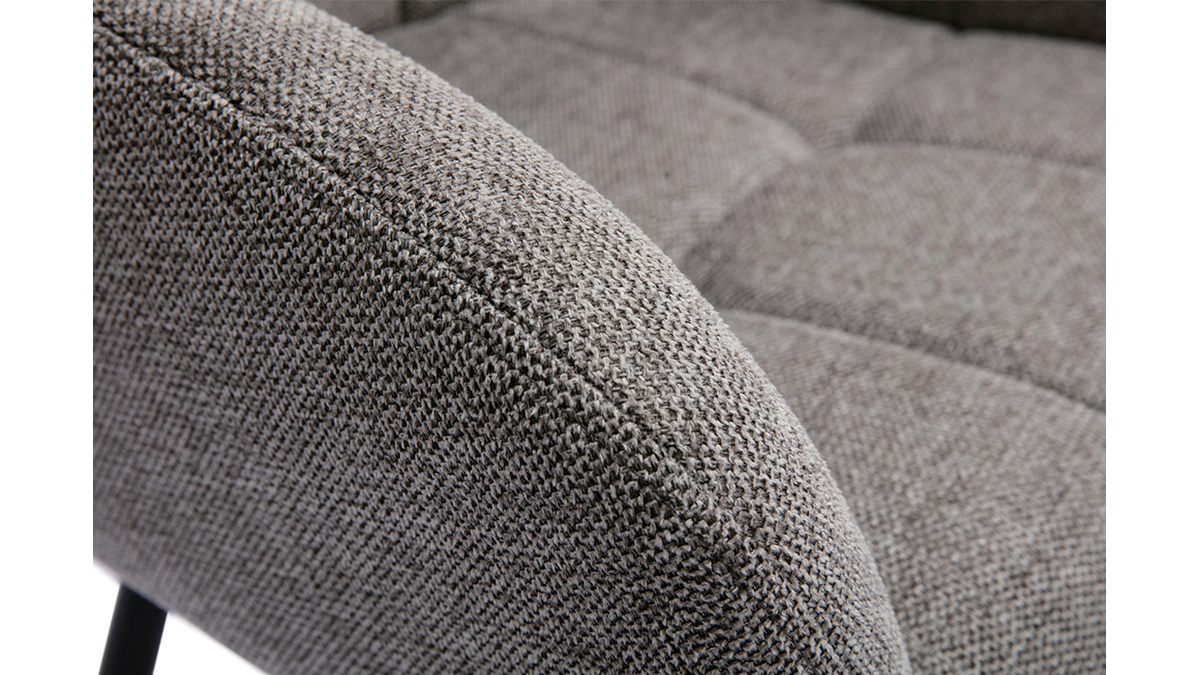 Chaises design matelasses en tissu velours textur gris et mtal noir (lot de 2) MONTERO