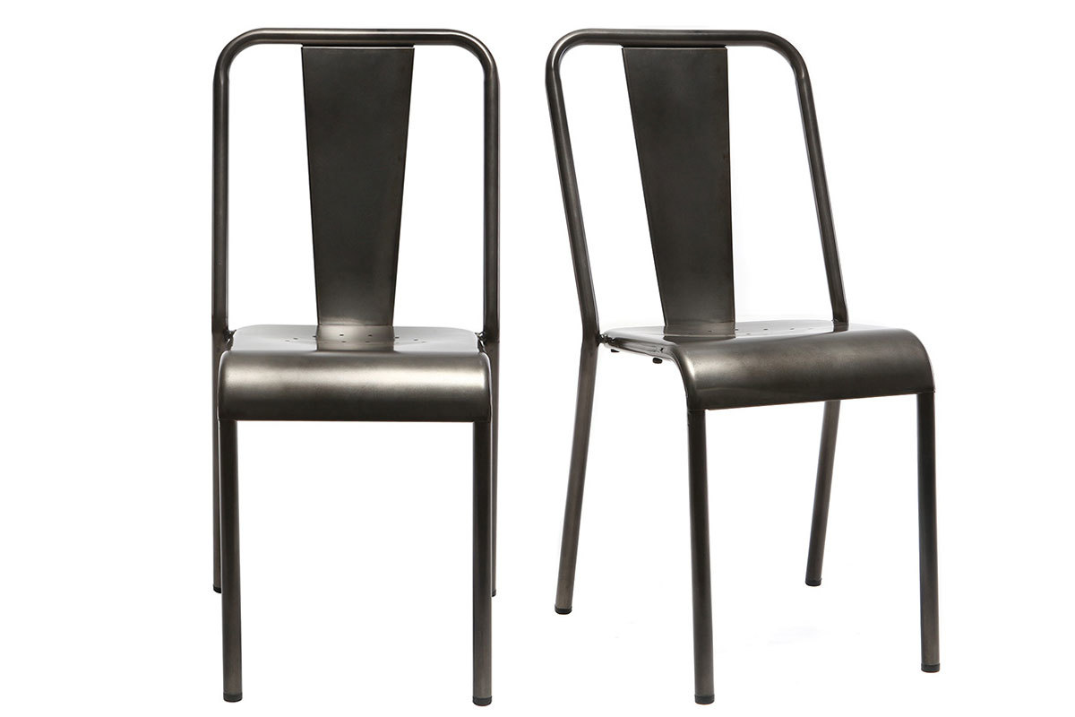 Chaises design m�tal inox (lot de 2) EVAN