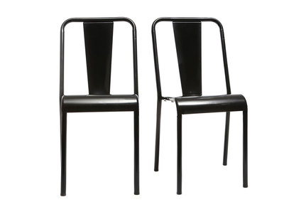 Chaises design m&eacute;tal noir (lot de 2) EVAN
