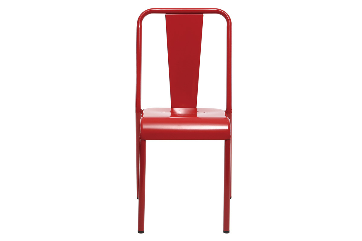 Chaises design m�tal rouge (lot de 2) EVAN