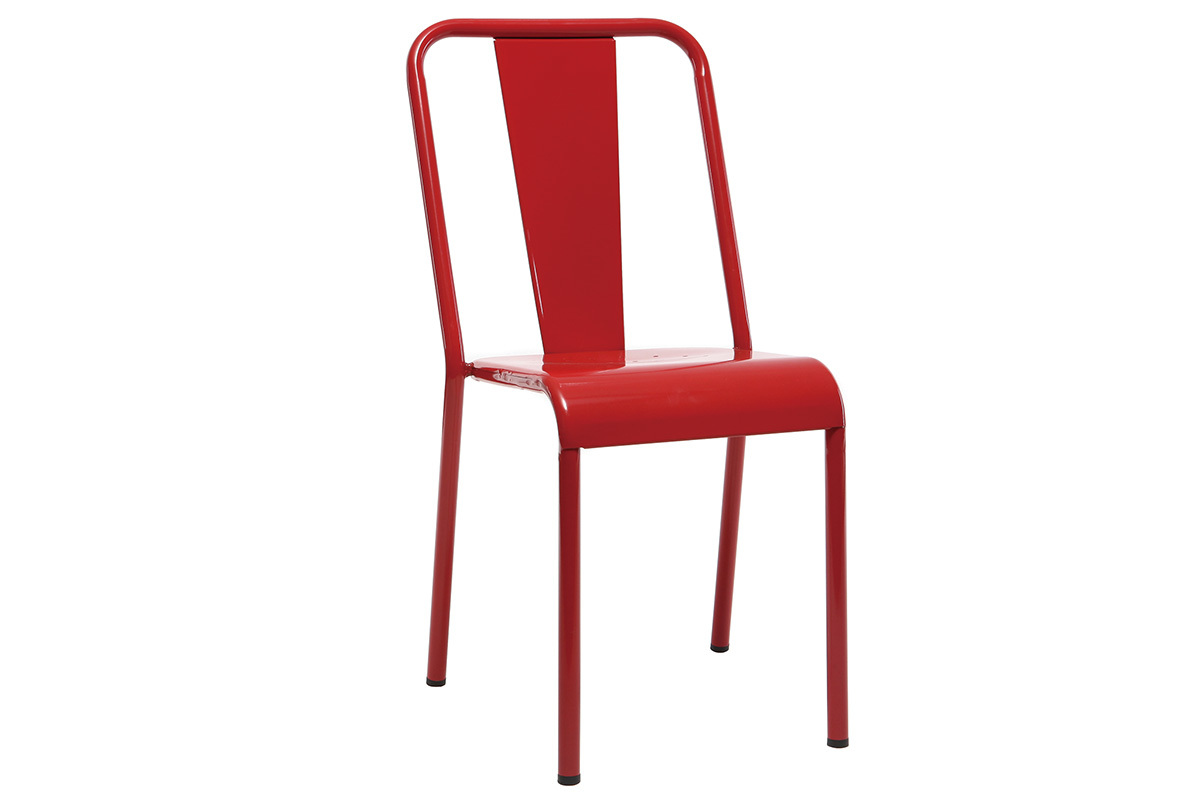 Chaises design m�tal rouge (lot de 2) EVAN