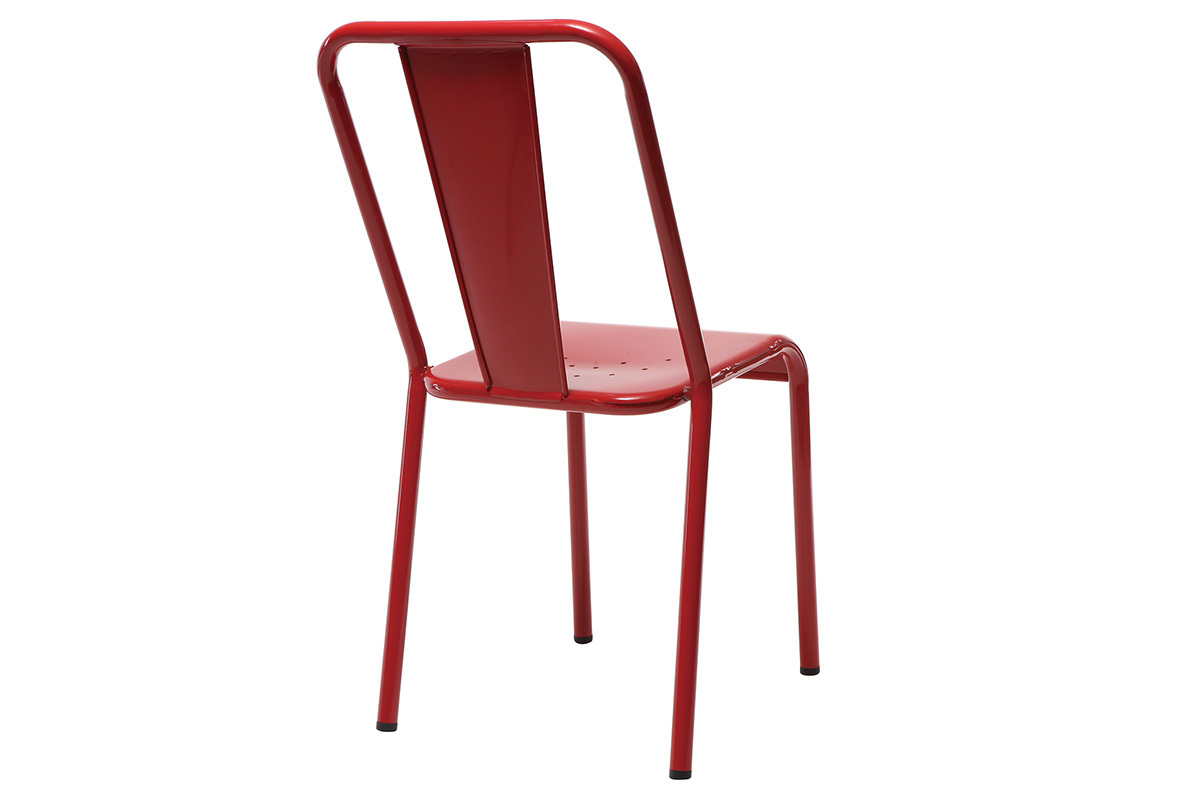 Chaises design m�tal rouge (lot de 2) EVAN