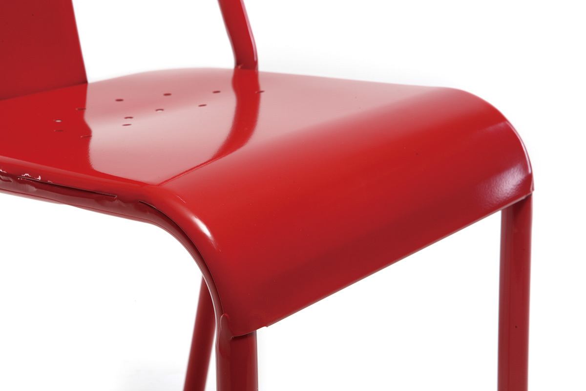 Chaises design m�tal rouge (lot de 2) EVAN
