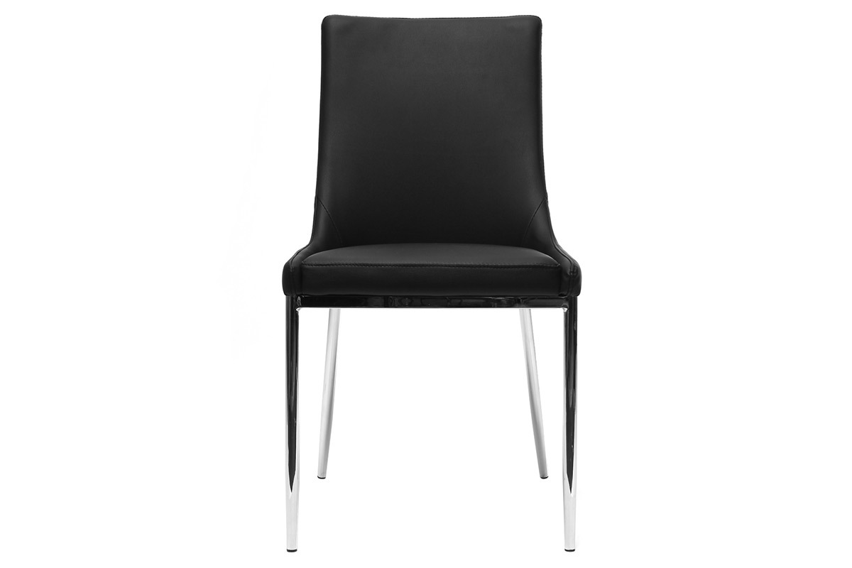 Chaises design noir et acier chrom� (lot de 2) IRA
