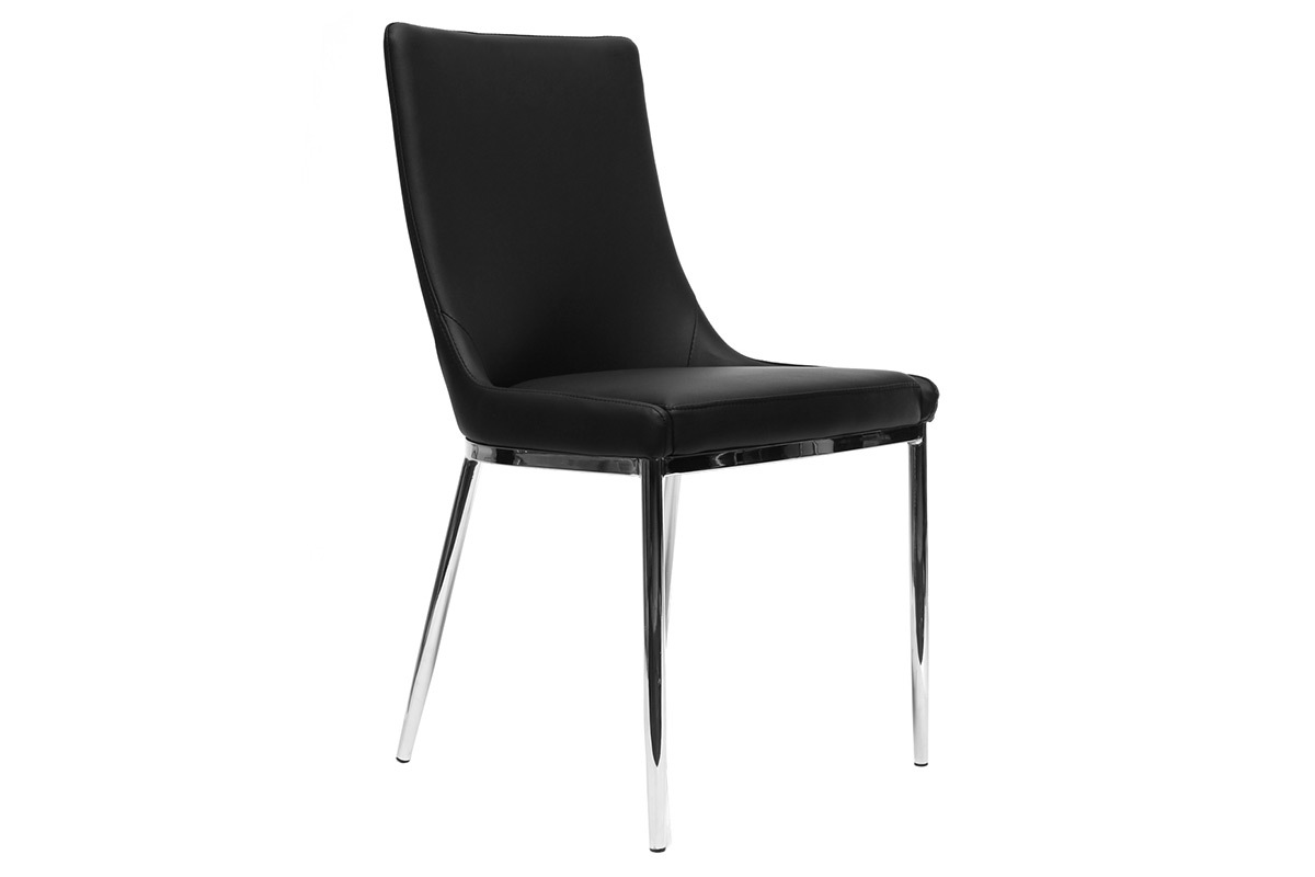 Chaises design noir et acier chrom� (lot de 2) IRA