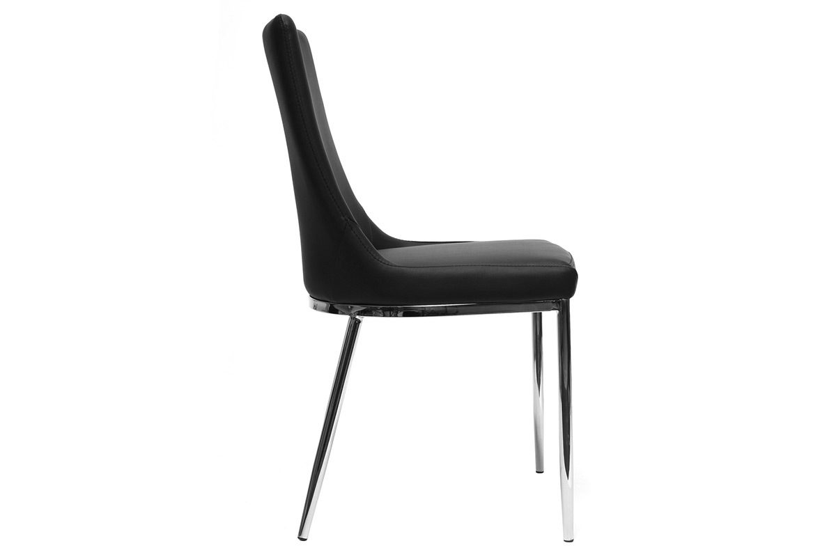 Chaises design noir et acier chrom� (lot de 2) IRA