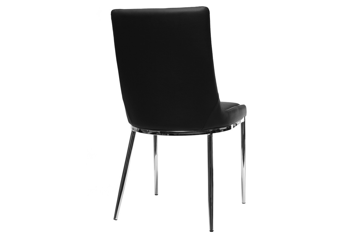 Chaises design noir et acier chrom� (lot de 2) IRA