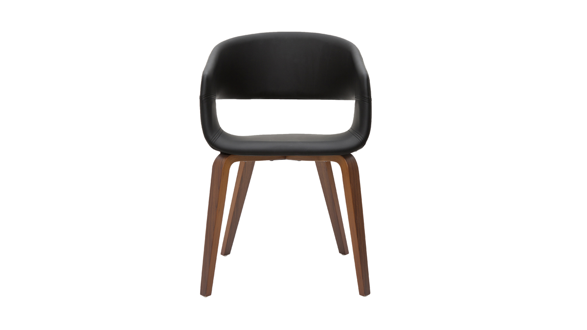 Chaises design noir et bois fonc (lot de 2) SLAM