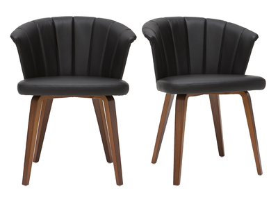 Chaises design noir et bois foncé noyer (lot de 2 ) ALBIN
