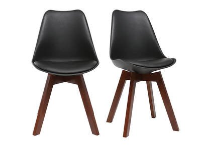 Chaises design noir et noyer - lot de 2 PAULINE