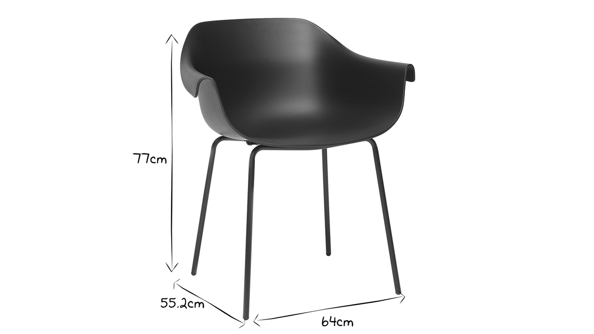 Chaises design noires (lot de 2) COUTURE