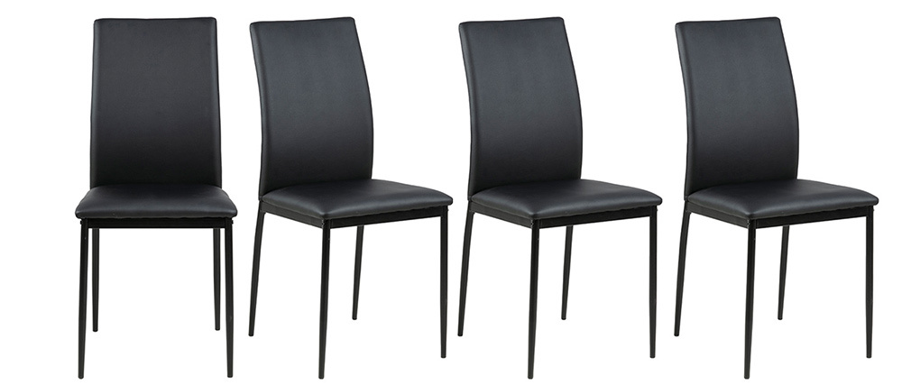 Chaises design noires (lot de 4) LUCKY