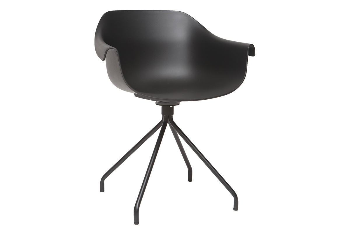 Chaises design noires avec pieds m�tal (lot de 2) COUTURE