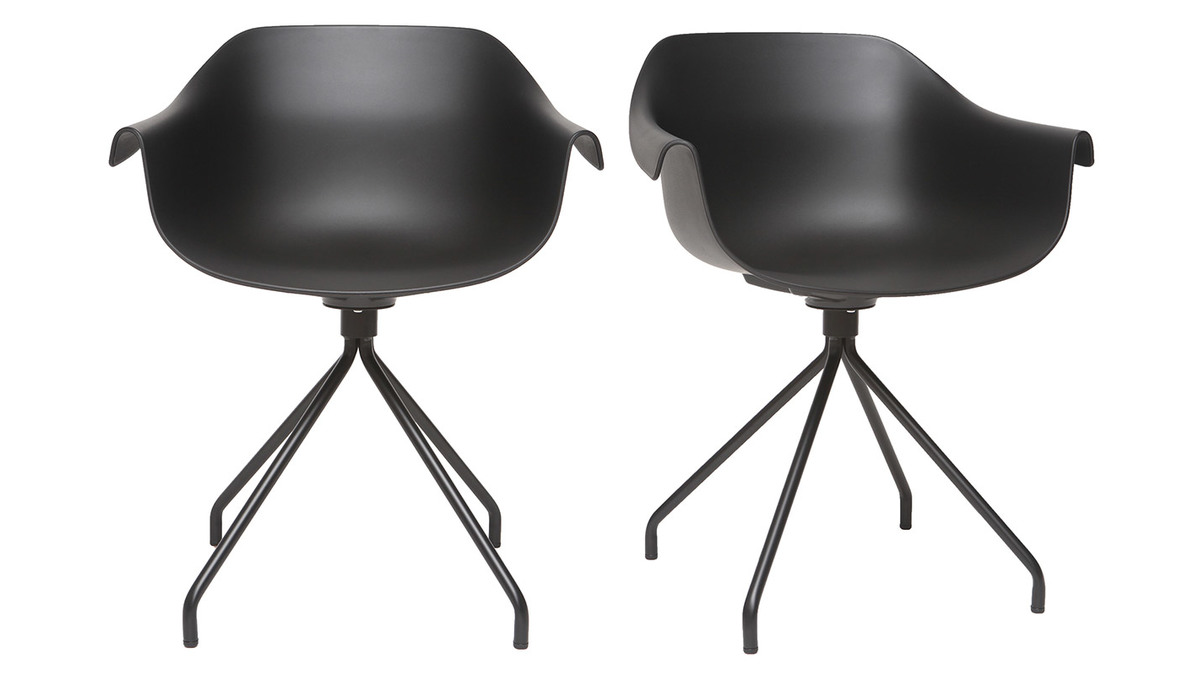 Chaises design noires avec pieds mtal (lot de 2) COUTURE