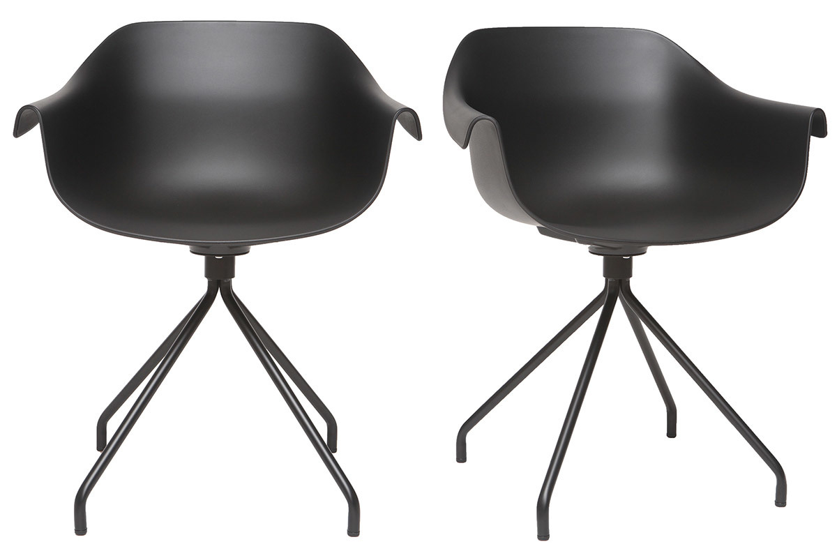 Chaises design noires avec pieds m�tal (lot de 2) COUTURE