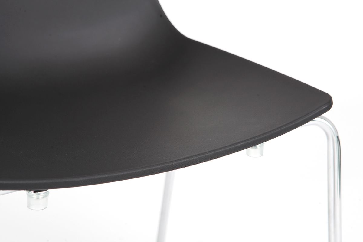 Chaises design noires empilables avec pieds en m�tal (lot de 2) CELEBRATION