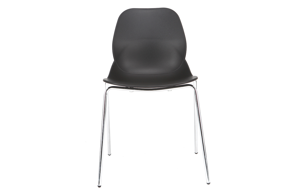 Chaises design noires empilables avec pieds mtal (lot de 2) TROCADERO