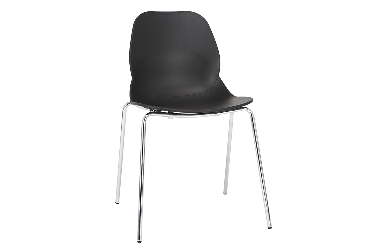 Chaises design noires empilables avec pieds mtal (lot de 2) TROCADERO