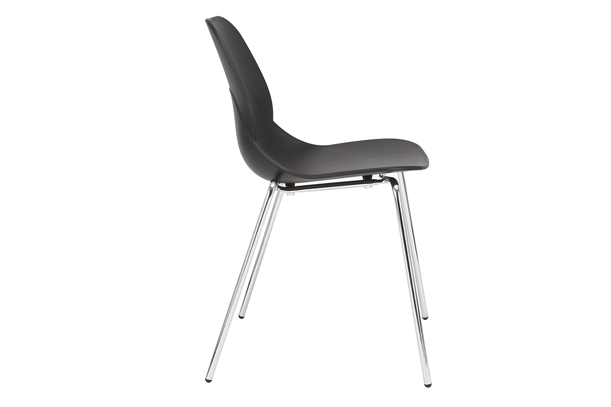 Chaises design noires empilables avec pieds mtal (lot de 2) TROCADERO