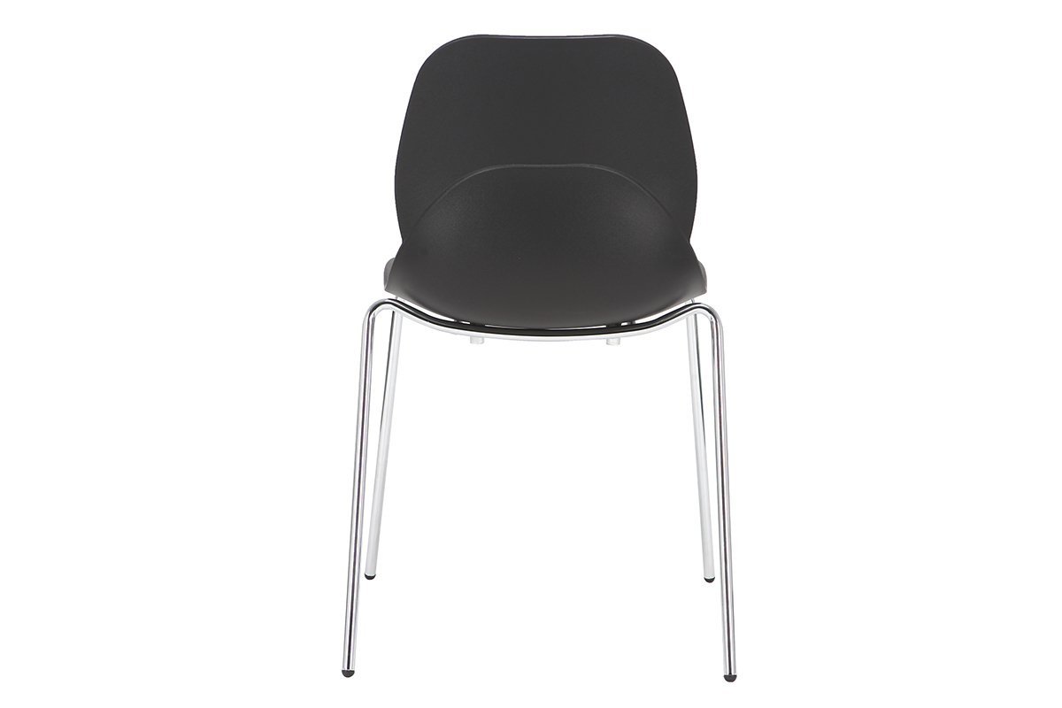 Chaises design noires empilables avec pieds mtal (lot de 2) TROCADERO