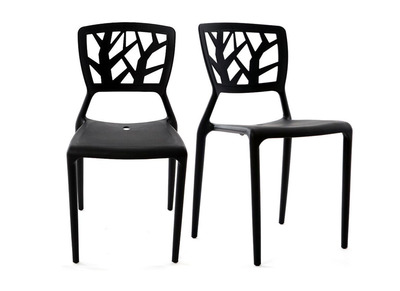 Chaises design noires empilables - lot de 2 KATIA