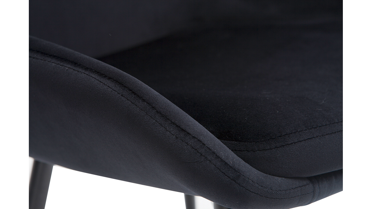 Chaises design noires en tissu velours et mtal (lot de 2) HOLO