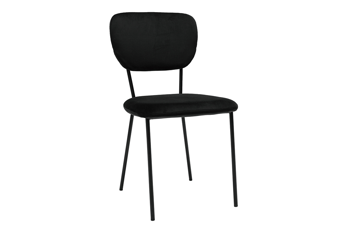 Chaises design noires en tissu velours et mtal (lot de 2) LEPIDUS