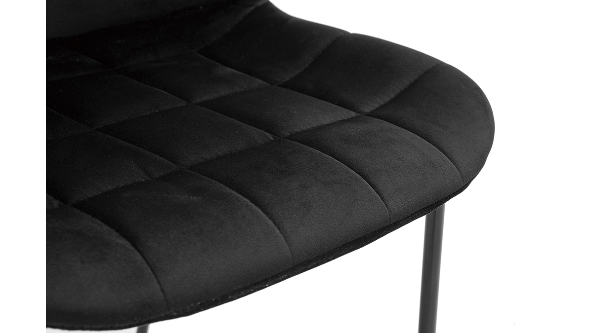 Chaises design noires en tissu velours et mtal (lot de 2) SAIGA