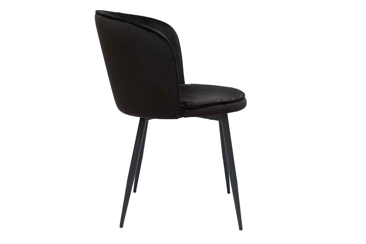 Chaises design noires en tissu velours et mtal (lot de 2) SERIF