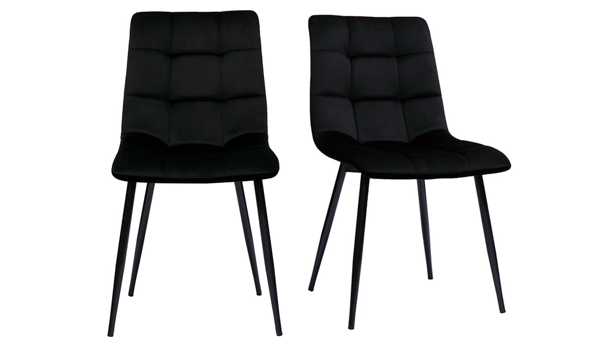 Chaises design noires en tissu velours noir et mtal (lot de 2) MAXWELL