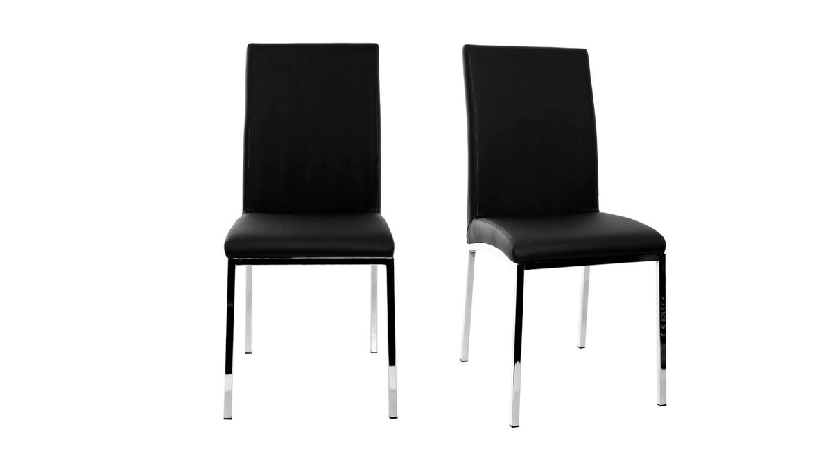 Chaises design noires et mtal acier chrom (lot de 2) SIMEA